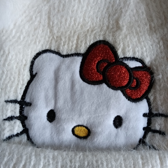 NEW Sanrio's PomPom Embroidered Hello Kitty Knit Beanie w/Fleece Lining - Picture 7 of 8